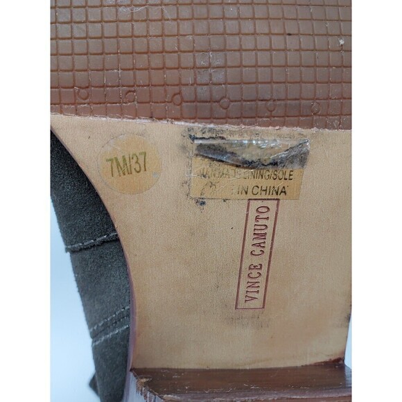 VINCE CAMUTO ARMY GREEN SUEDE ANKLE BOOTS BOOTIES WOMEN SIZE 7 UTILITY - Picture 9 of 11